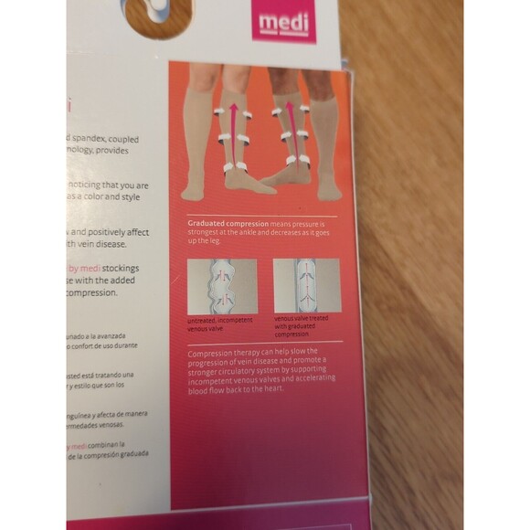 Assure Medi Medical Compression Stockings Large Beige Calf Closed Toe 12603 - Picture 9 of 13